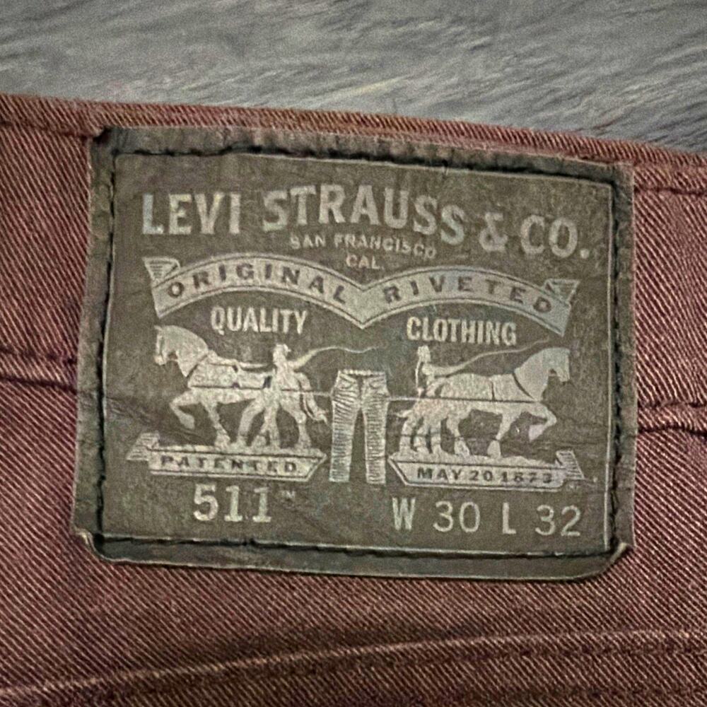 Levi’s 511 Men’s 30x32 Burgundy Maroon Slim Fit Jeans Denim